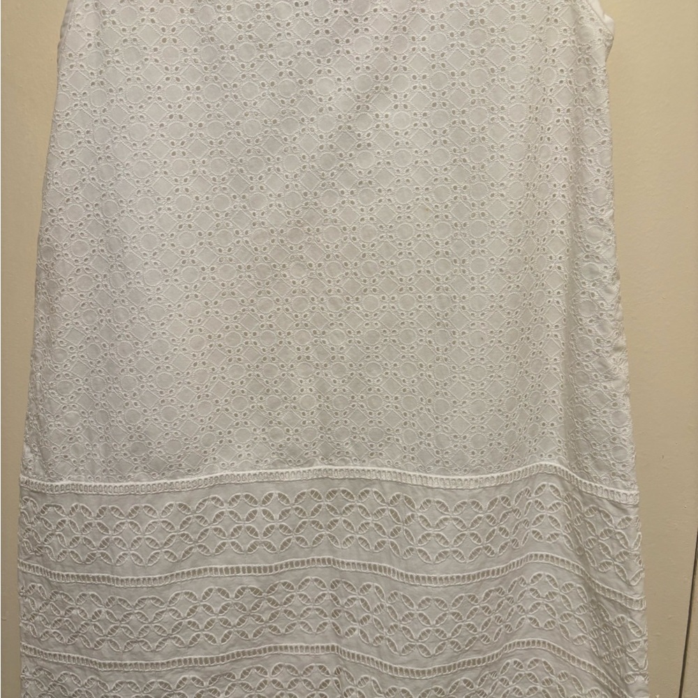 Loft Lace-Up Split-Joint Sleeveless Shift Dress Women's Petite Size 14 White - Picture 8 of 13